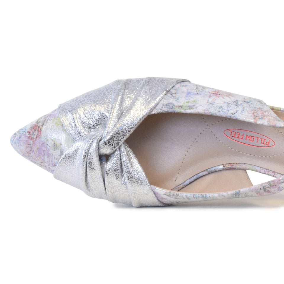 Abba Sling in Bianco Hairy/Silver Dusty Polveremet