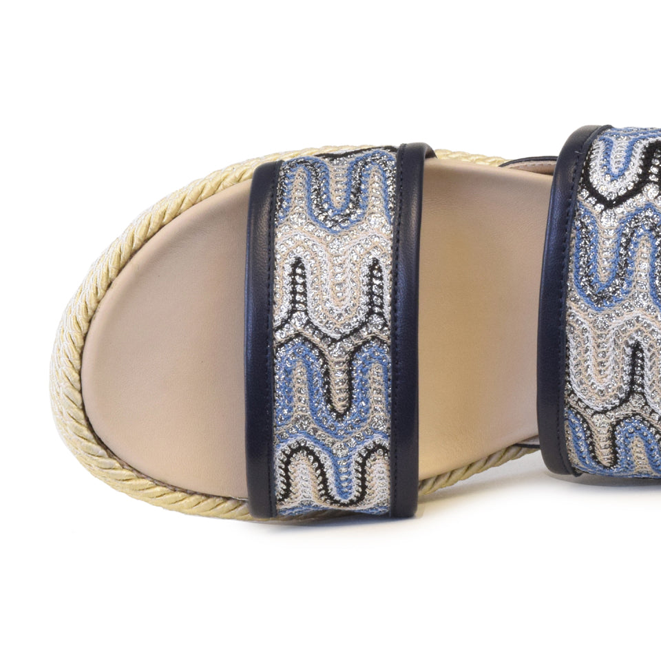 Belluno Sandal in Multi Sky Panama/Blu Pavone Parmasoft