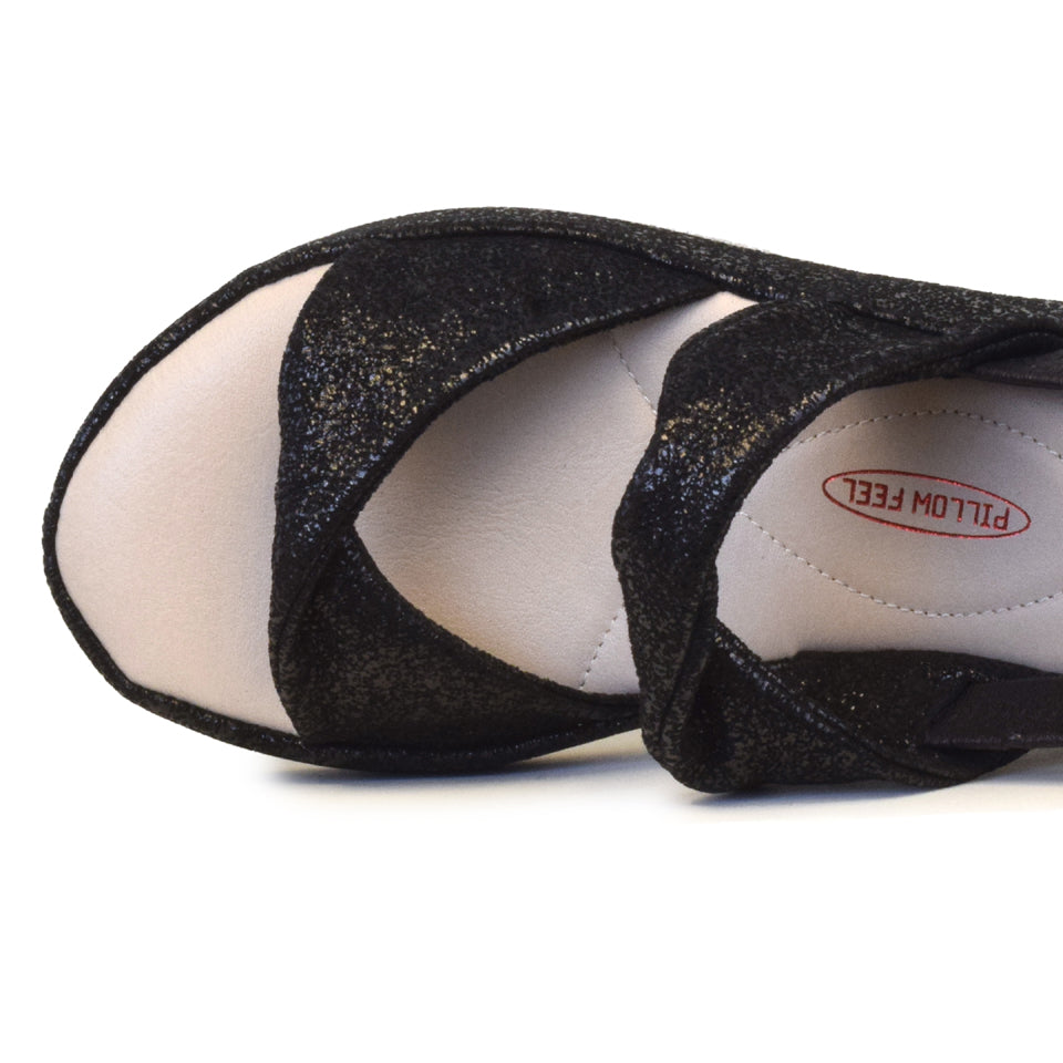 Buona Sandal in Black Dusty Polveremet