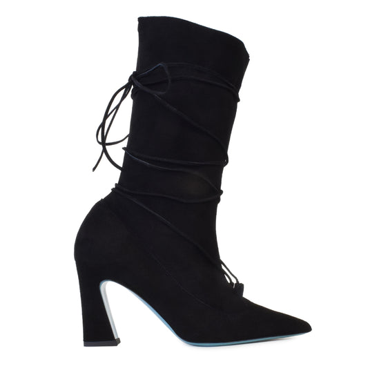 Fata Mid Calf Boot Black Camoscio