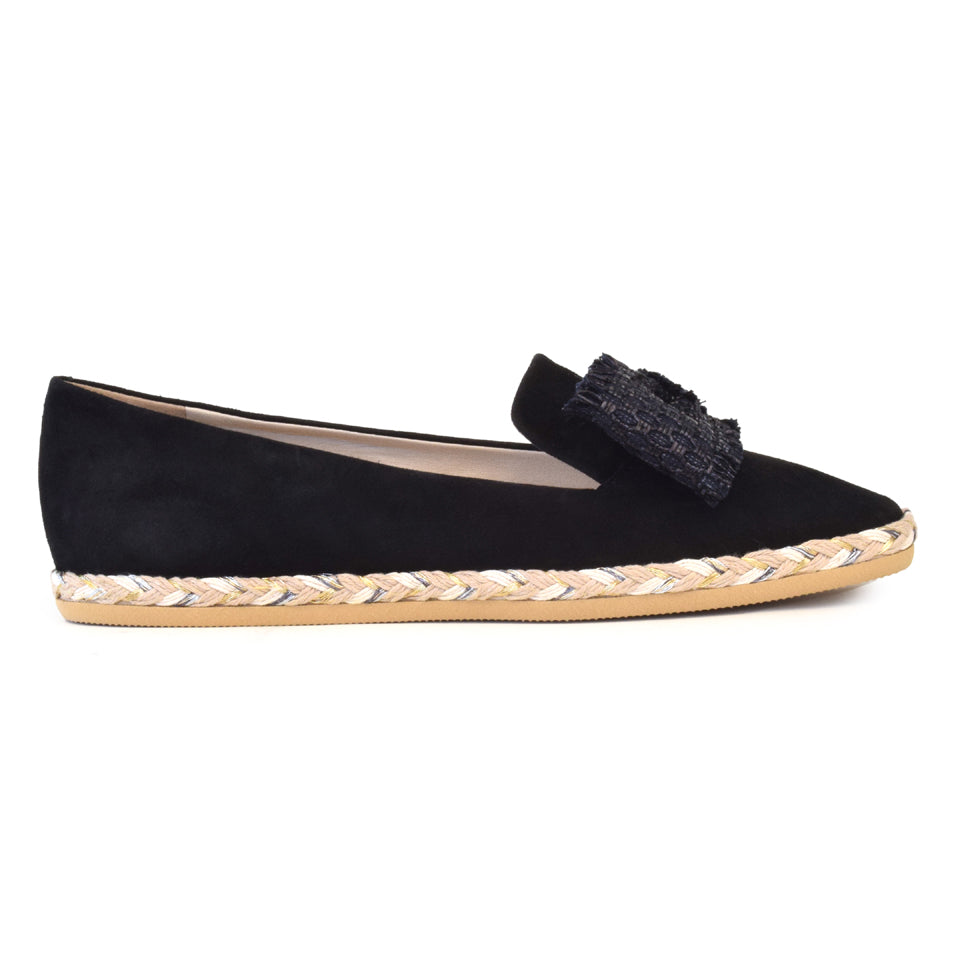 Girella Bow Flat in Black Cashmere