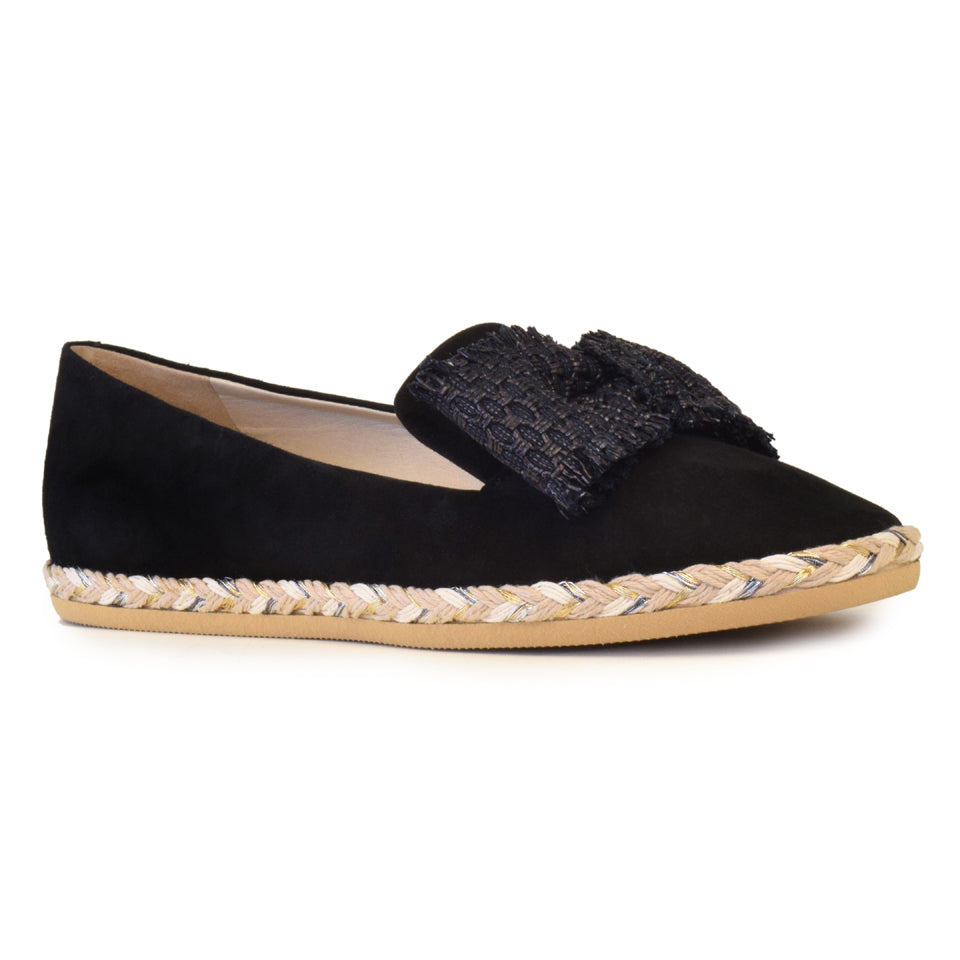Girella Bow Flat in Black Cashmere