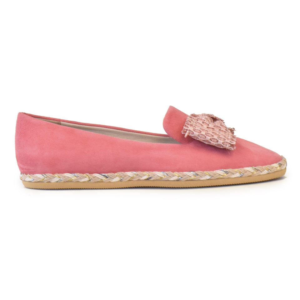Girella Bow Flat in Coral Cashmere
