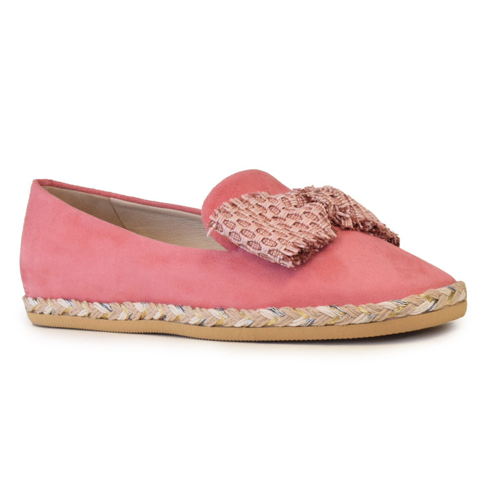 Girella Bow Flat in Coral Cashmere