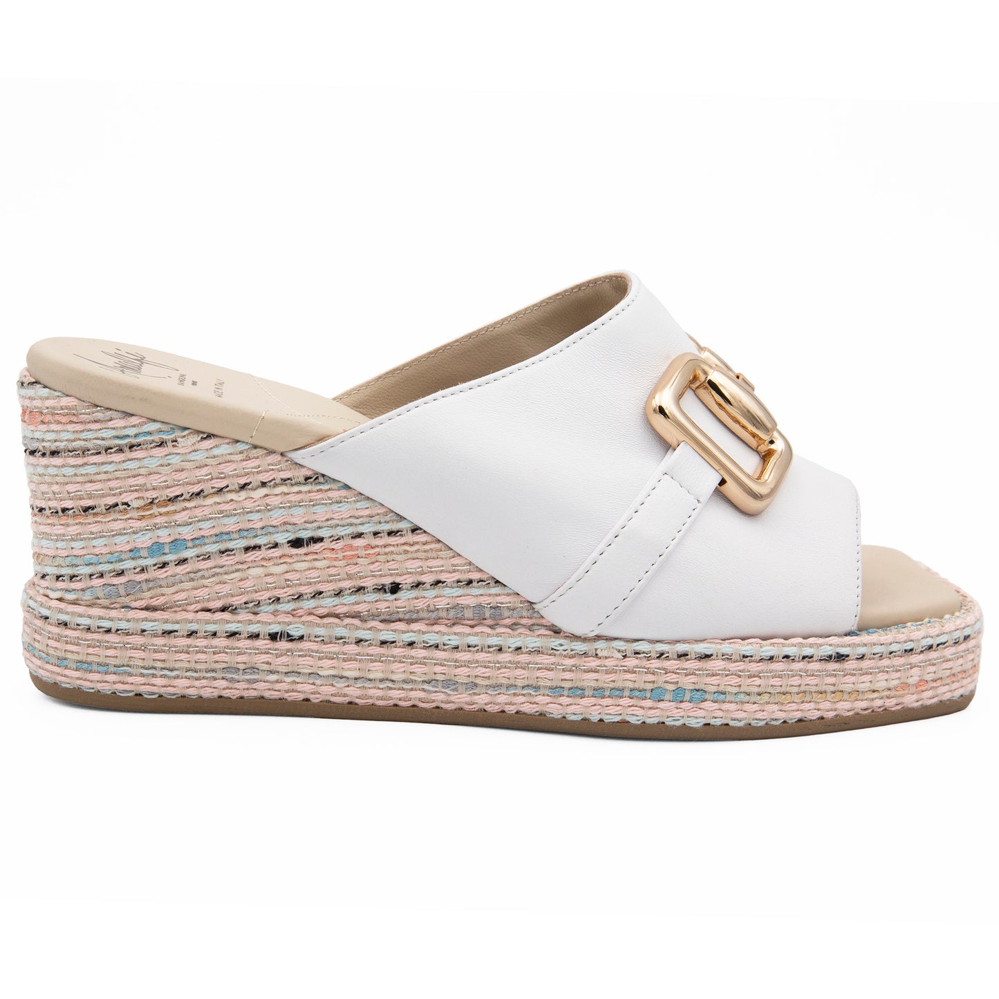 Linet Bkle Slide White Parm/Rosa