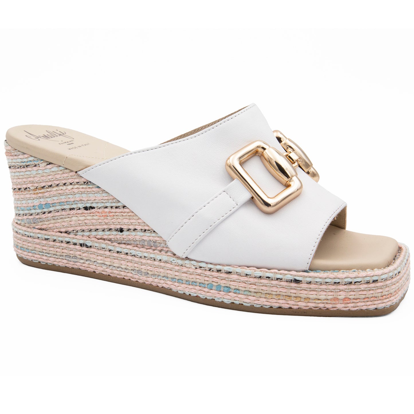 Linet Bkle Slide White Parm/Rosa