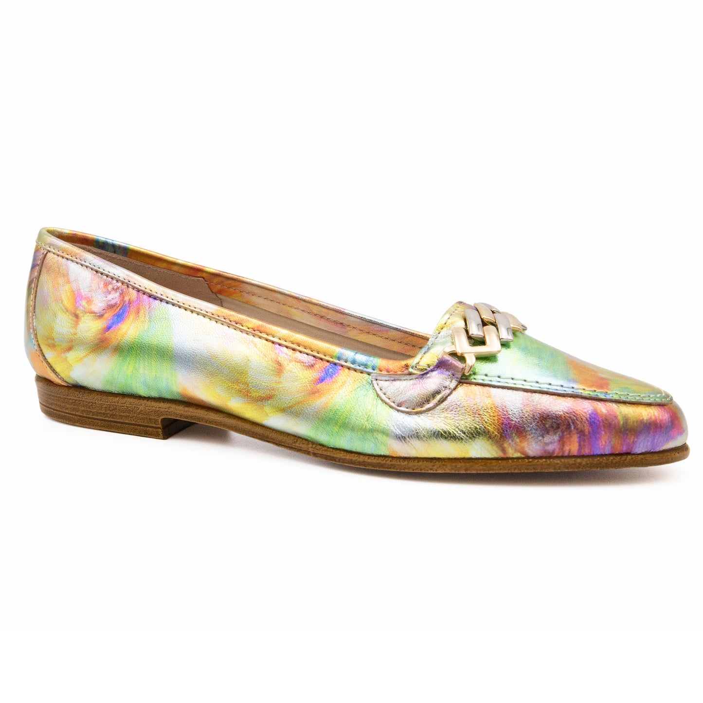 Oste Flat W/Chn Multi Flowers Met