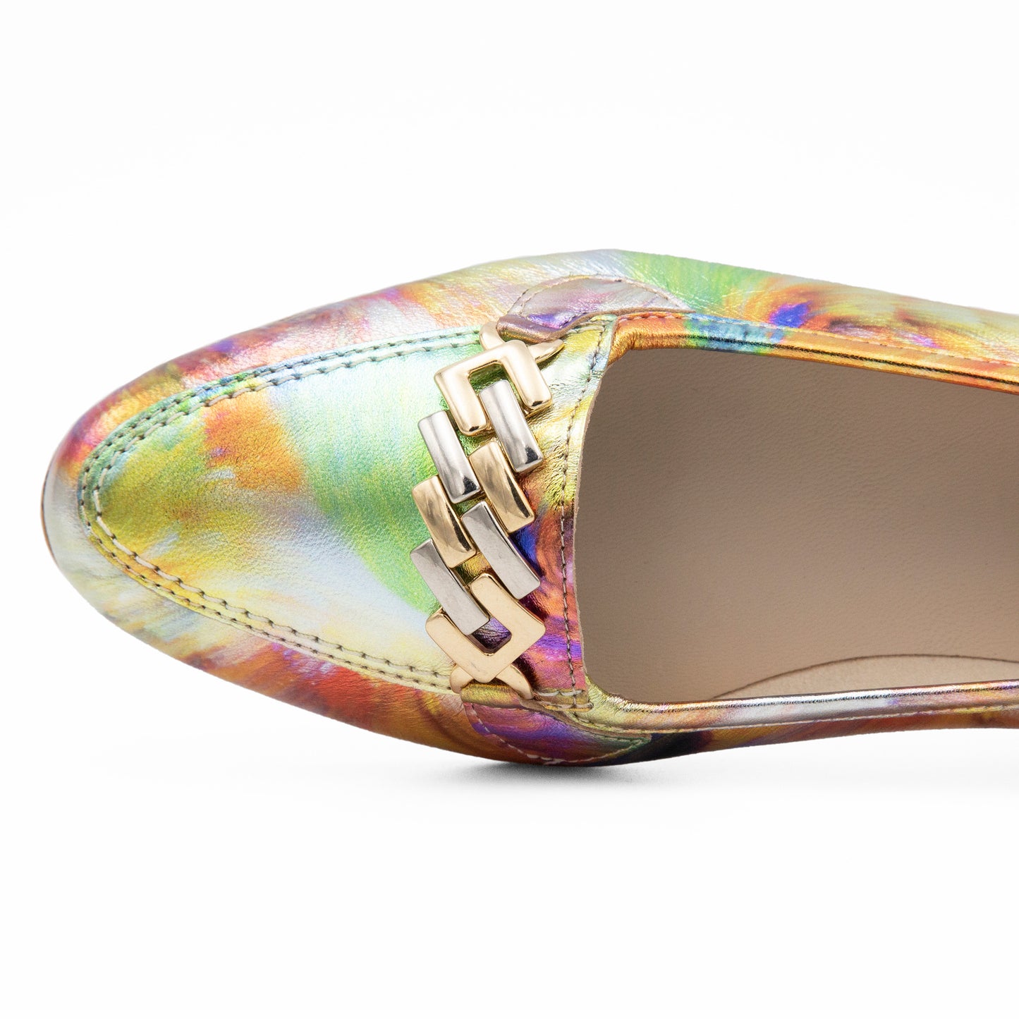 Oste Flat W/Chn Multi Flowers Met