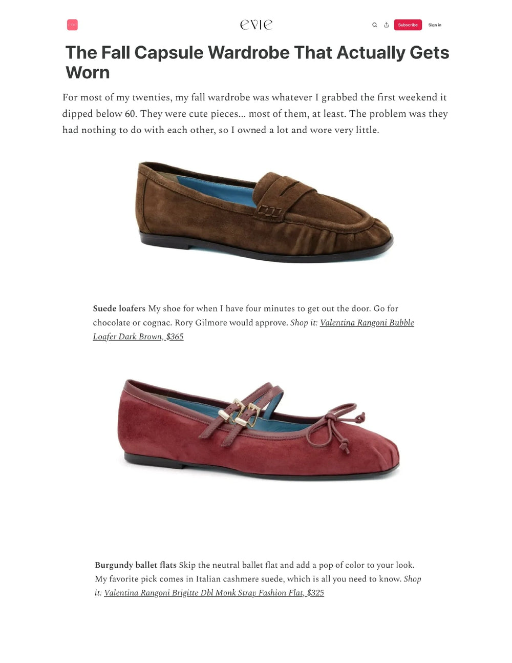VALENTINA RANGONI Featured in Evie Magazine’s Fall Capsule Wardrobe Edit