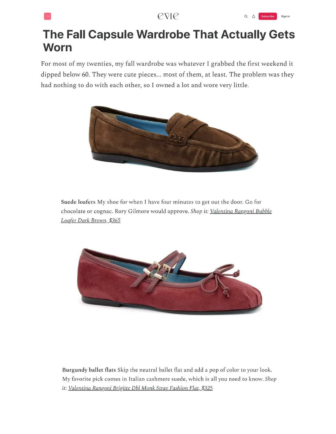 VALENTINA RANGONI Featured in Evie Magazine’s Fall Capsule Wardrobe Edit