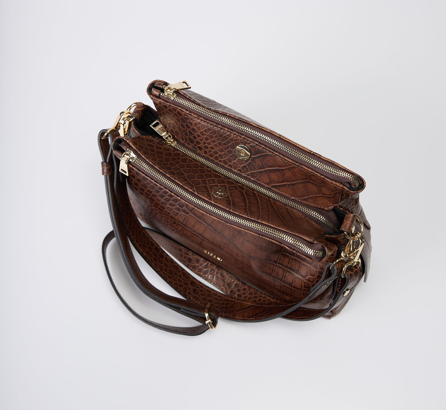 Ripani Brown Crocco Print Tote