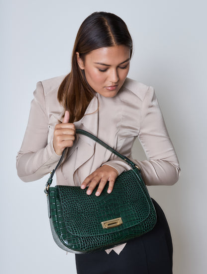 Ripani  Verde Crocco Print Tote