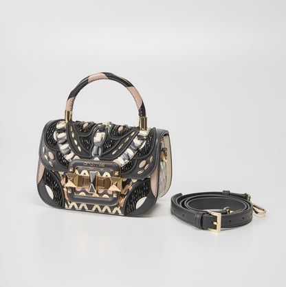 Cromia Black/Pink Jewelled Clutch