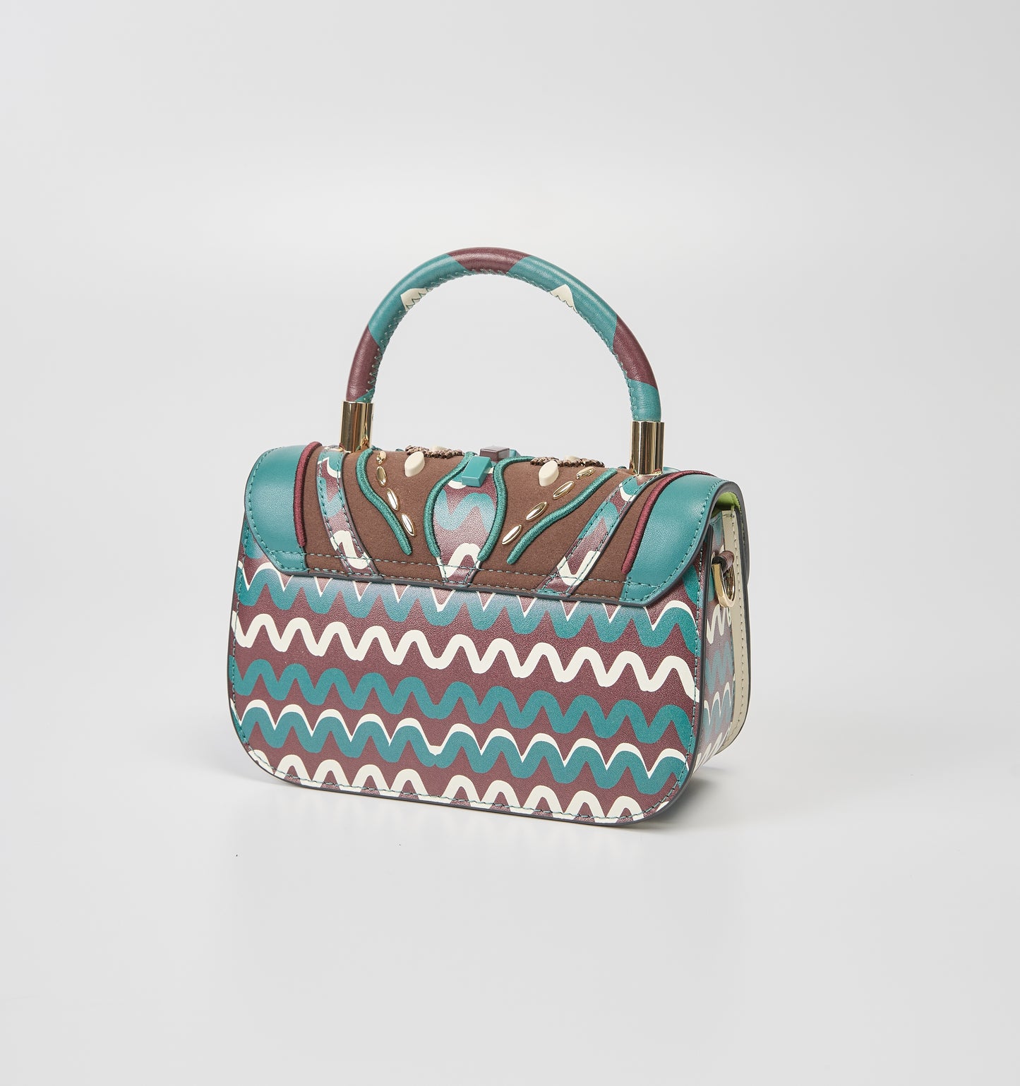 Cromia Teal/Brown Jewelled Clutch