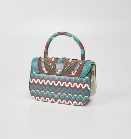 Cromia Teal/Brown Jewelled Clutch