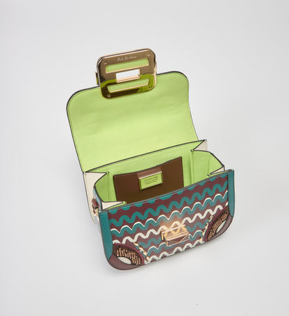 Cromia Teal/Brown Jewelled Clutch