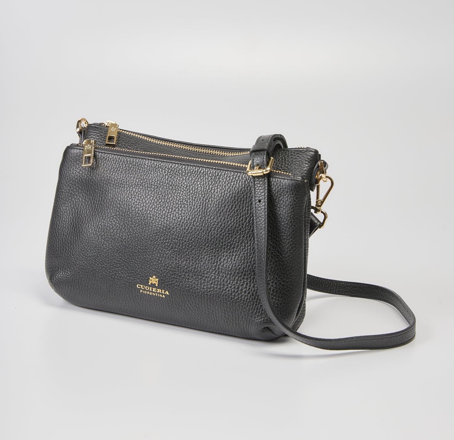 Cuorieria Florentina Black Pebble Grain Double Pouch