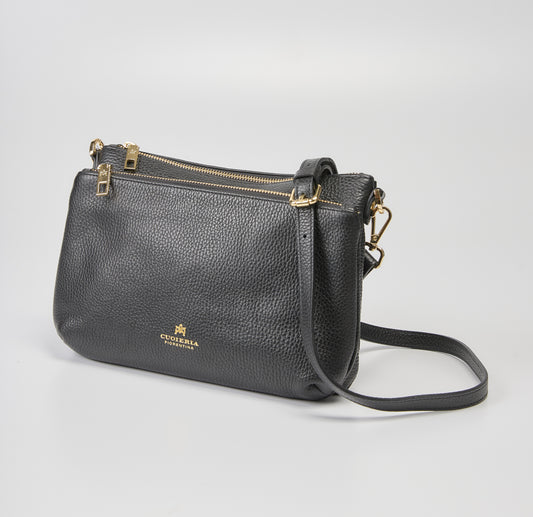 Cuorieria Florentina Black Pebble Grain Double Pouch