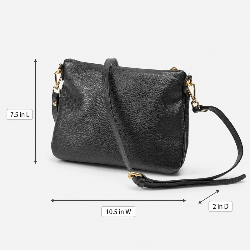 Cuorieria Florentina Black Pebble Grain Double Pouch