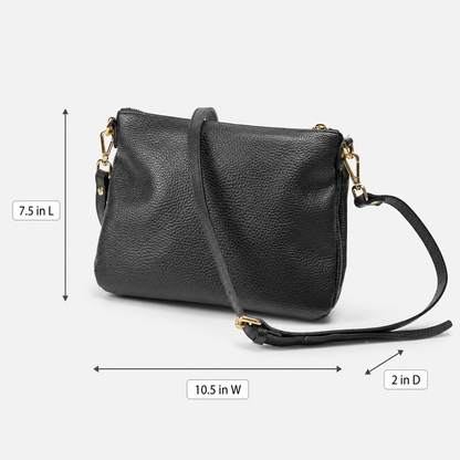 Cuorieria Florentina Black Pebble Grain Double Pouch