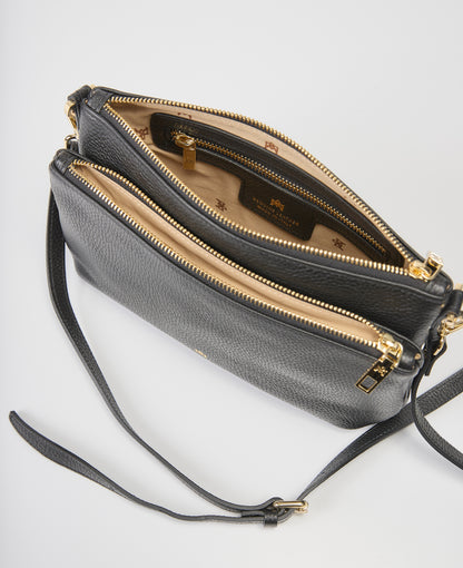 Cuorieria Florentina Black Pebble Grain Double Pouch