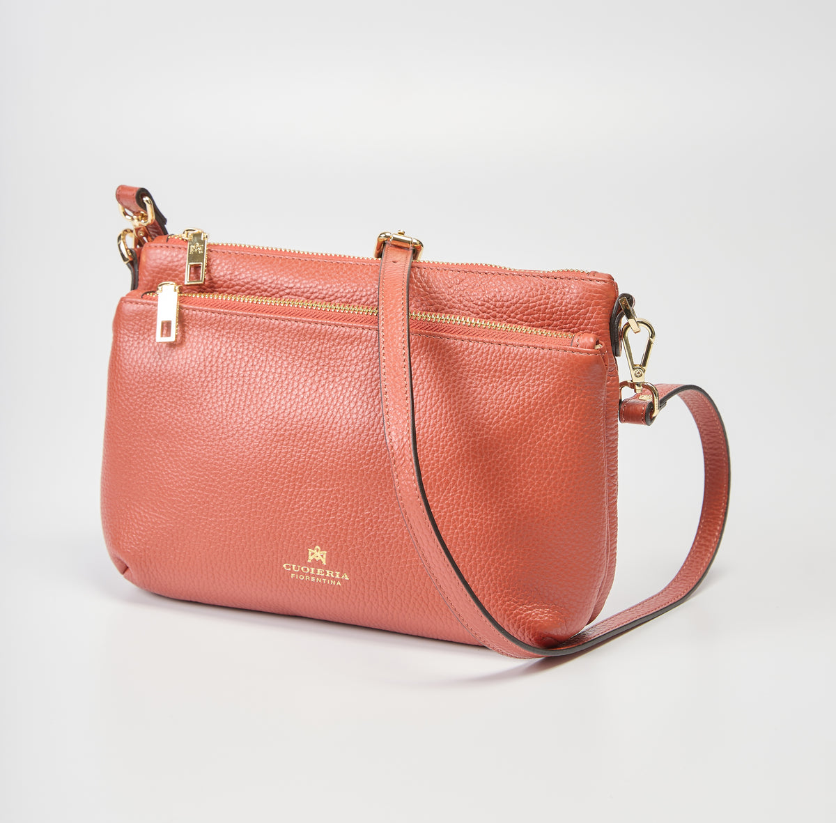 Cuorieria Florentina Brick Pebble Grain Double Pouch