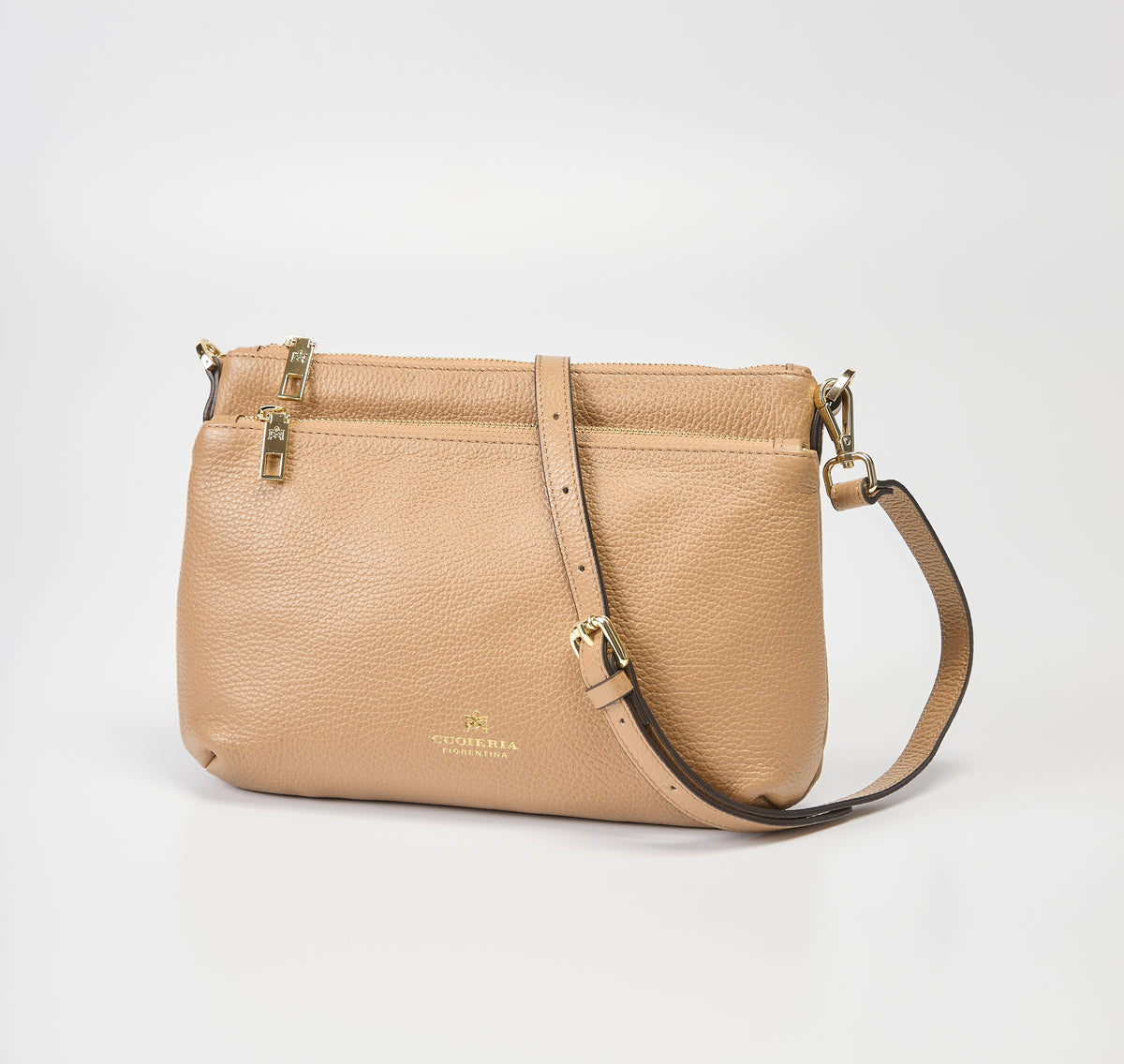Cuorieria Florentina Desert Pebble Grain Double Pouch