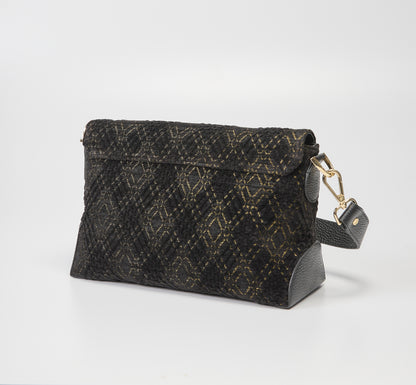 Cuorieria Florentina Black Print Suede Clutch