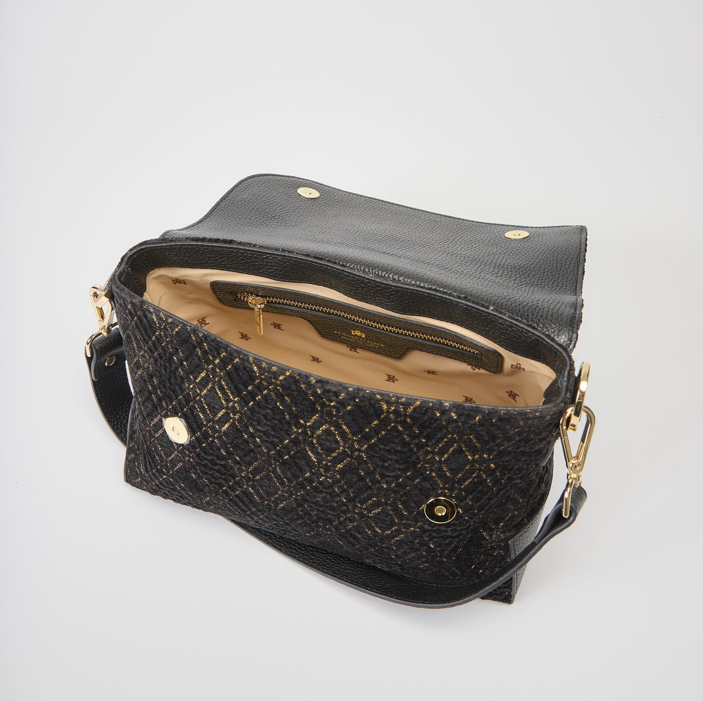 Cuorieria Florentina Black Print Suede Clutch