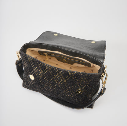Cuorieria Florentina Black Print Suede Clutch