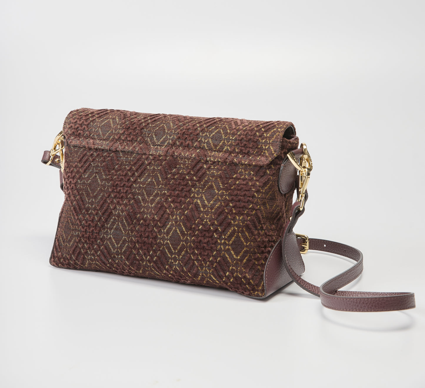 Cuorieria Florentina Coffee Print Suede Clutch