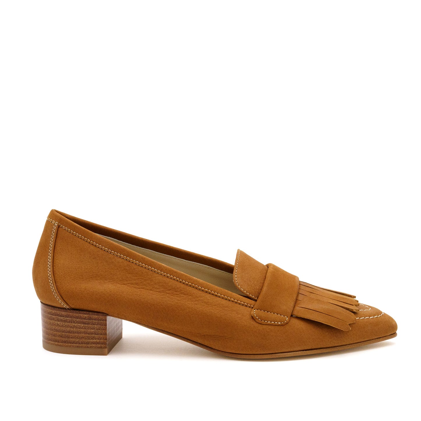 Asti Fringe Pump Cognac Long Beach