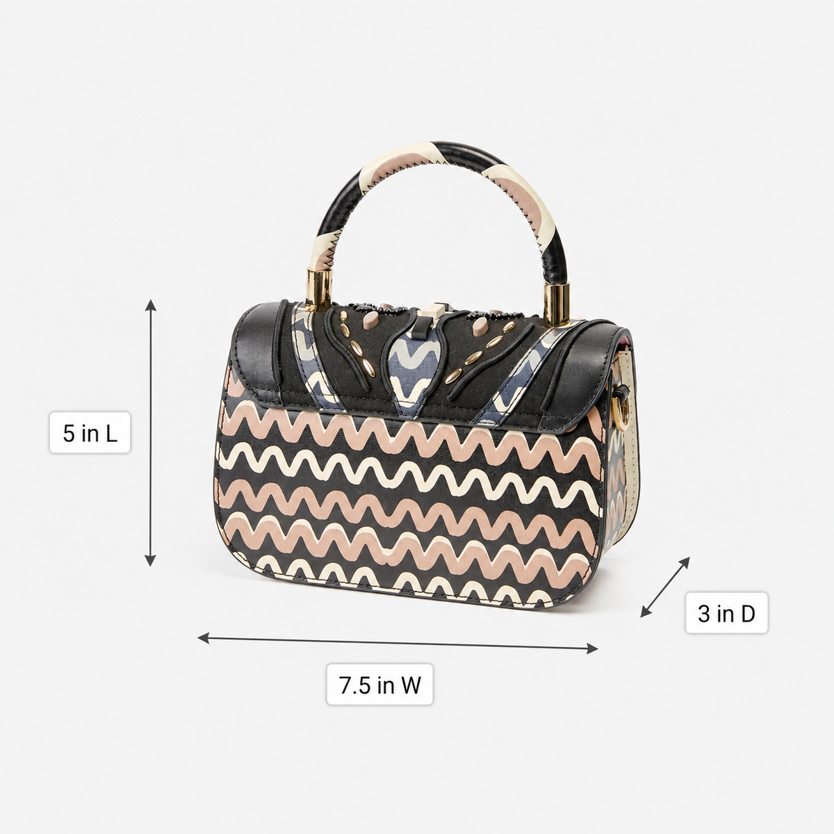 Cromia Black/Pink Jewelled Clutch