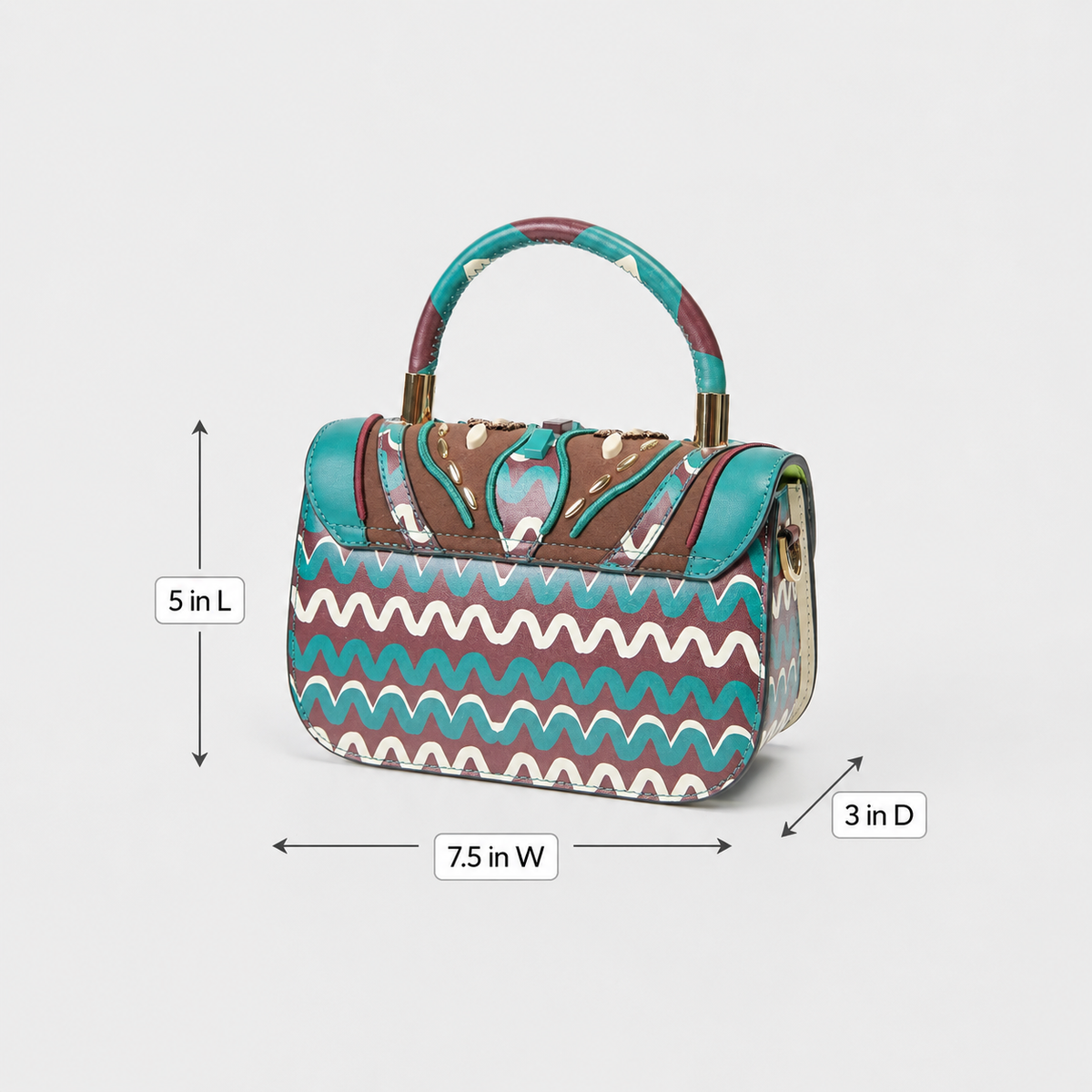 Cromia Teal/Brown Jewelled Clutch