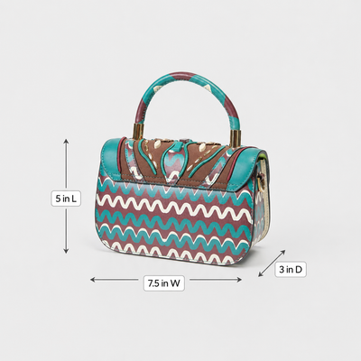 Cromia Teal/Brown Jewelled Clutch