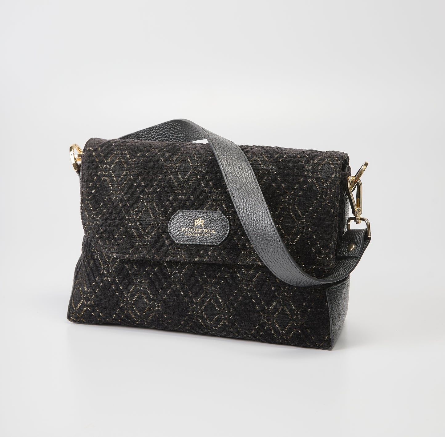 Cuorieria Florentina Black Print Suede Clutch