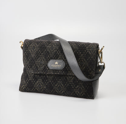 Cuorieria Florentina Black Print Suede Clutch