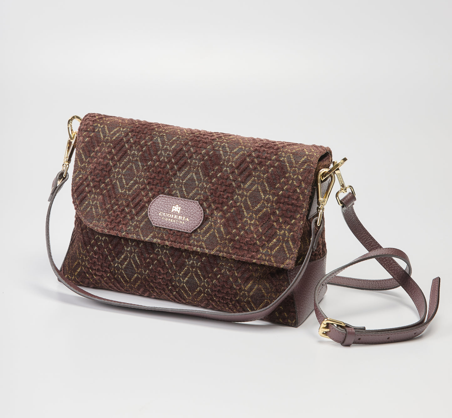 Cuorieria Florentina Coffee Print Suede Clutch