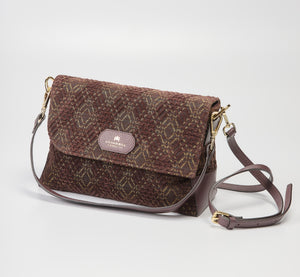 Cuorieria Florentina Coffee Print Suede Clutch
