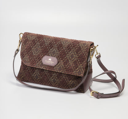 Cuorieria Florentina Coffee Print Suede Clutch