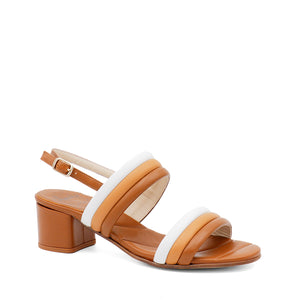 Macedonia Block Heel Nut/Natur/White