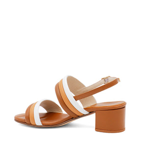 Macedonia Block Heel Nut/Natur/White