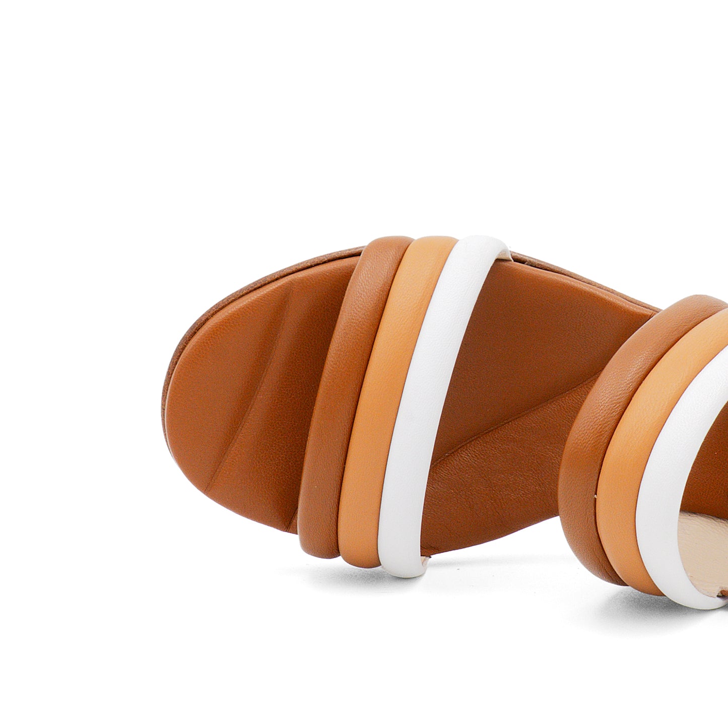 Macedonia Block Heel Nut/Natur/White