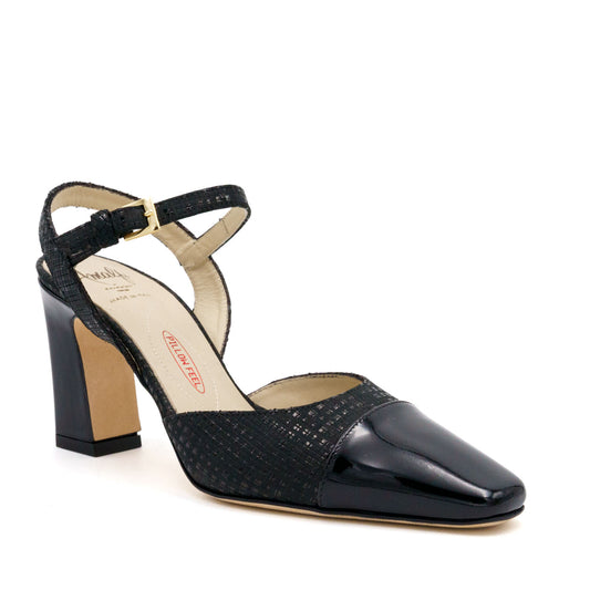 Florentia Black Quarter Strap Pump