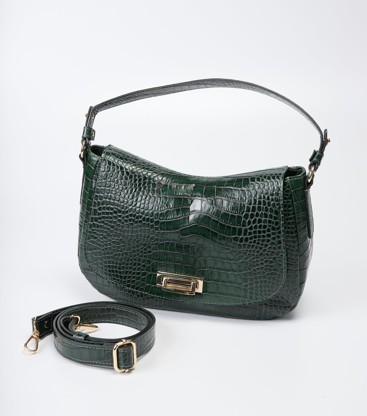 Ripani  Verde Crocco Print Tote