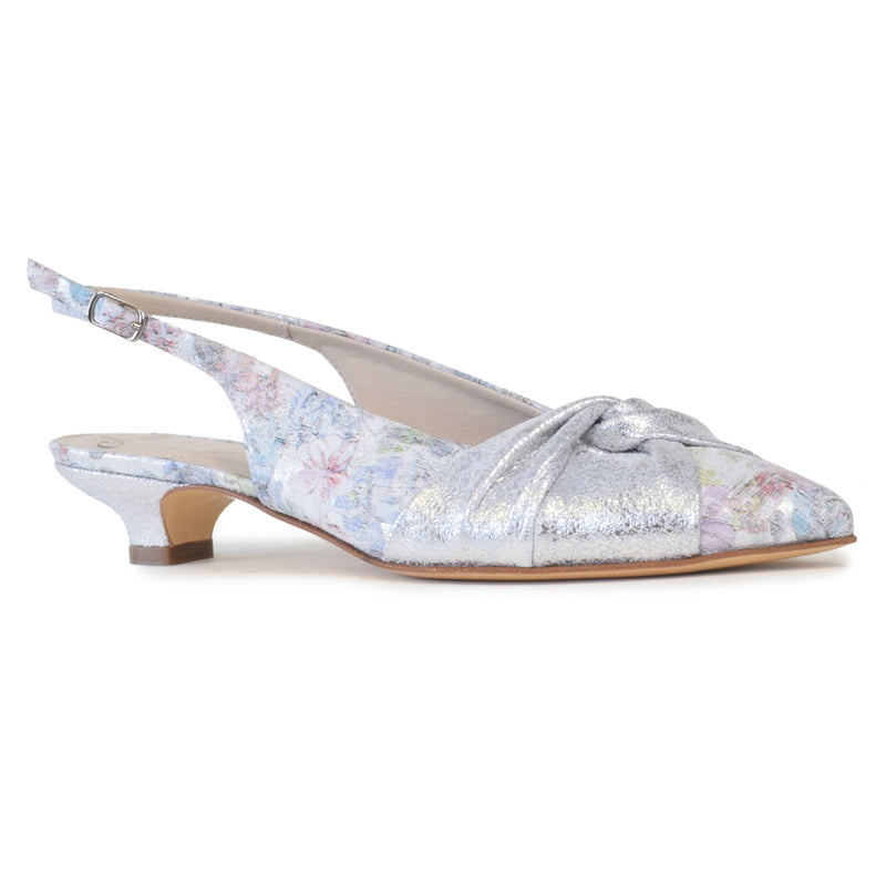 Abba Sling in Bianco Hairy/Silver Dusty Polveremet