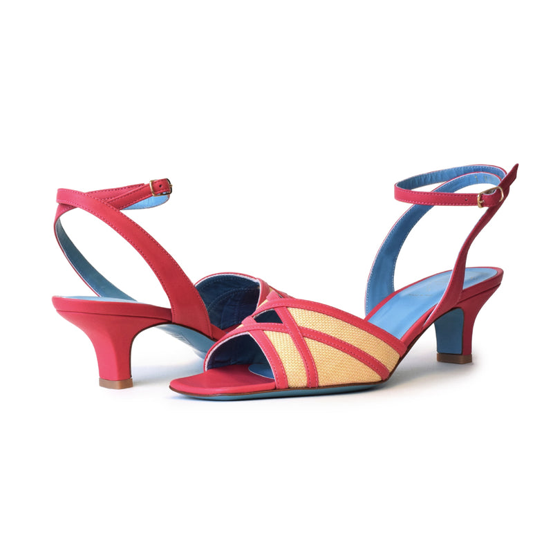 DONNIE in Lampone/Naturale Raffia *SALE ITEM* ORIGINAL PRICE: $270