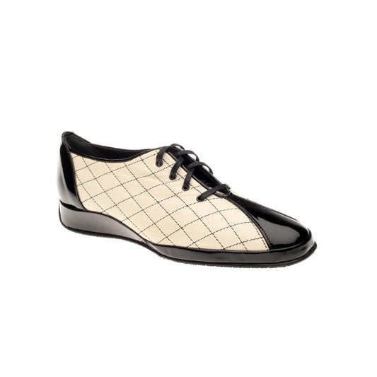 ESSE in Milk Nappa/Black Patent *SALE ITEM* ORIGINAL PRICE: $218