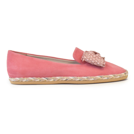 Girella Bow Flat in Coral Cashmere
