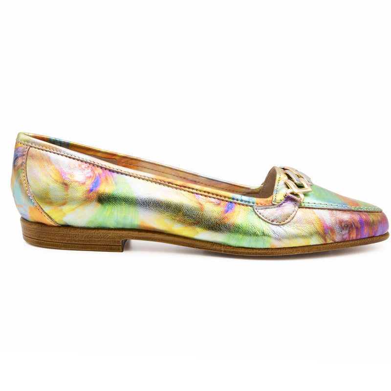Oste Flat W/Chn Multi Flowers Met